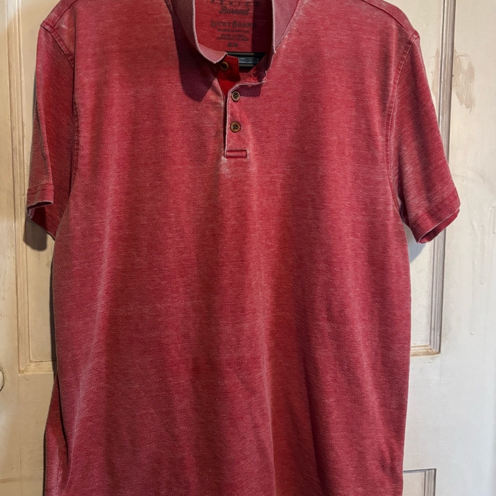 Men's Vintage Lucky Brand Distressed Salmon Polo Shirt